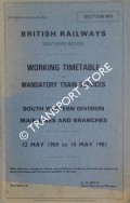 Working Timetable of Mandatory Train Services - Section WG - South Western Division Main Lines and Branches - 12 May 1980 to 10 May 1981 by British Railways Southern Region